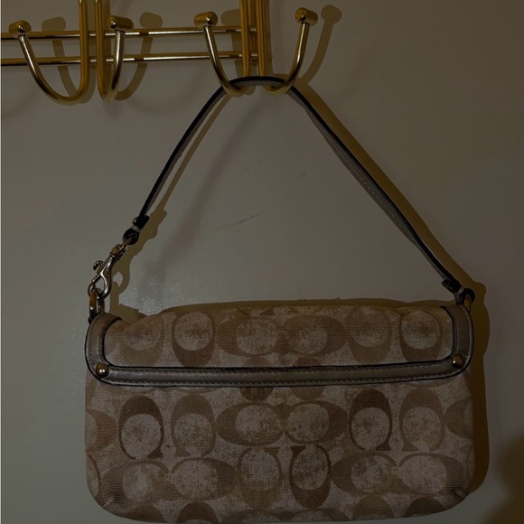 Coach Beige and Silver Signature Shoulder Bag - Picture 2 of 2